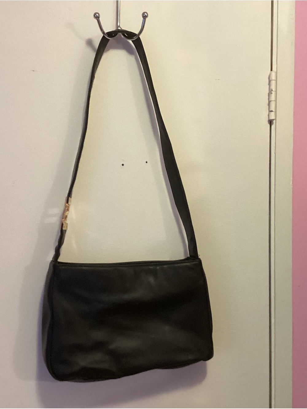 Classic Black Leather Shoulder Bag